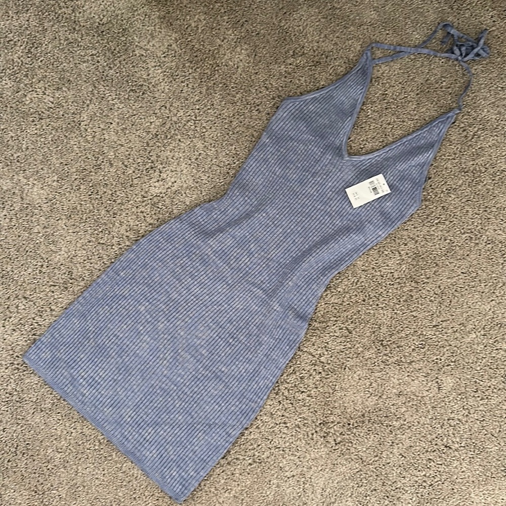 Abercrombie & Fitch Blue Knit Halter Dress